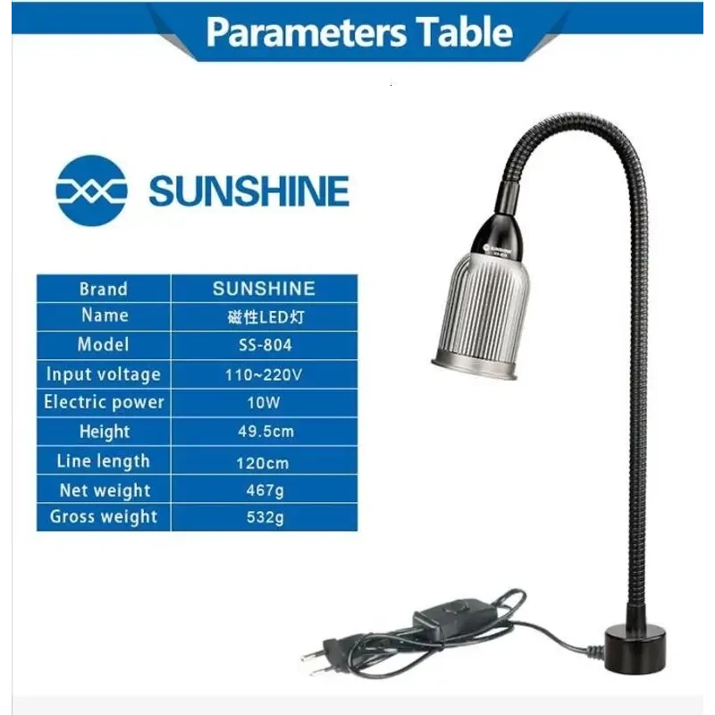 Sunshine SS-804 Stainless Steel Magnetic LED Lamp