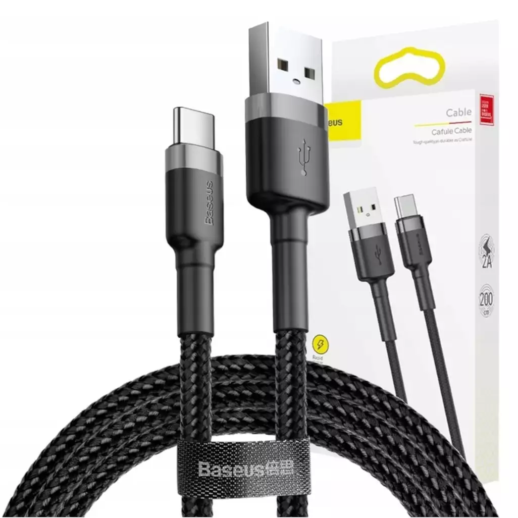 Baseus Cafule USB Data Cable For Type-C 3M (CATKLF-CG1) –  Black
