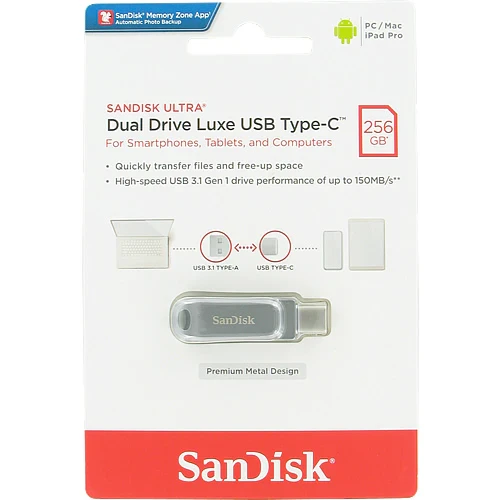SanDisk Ultra Dual Drive Luxe 256GB USB Type-C Pen Drive